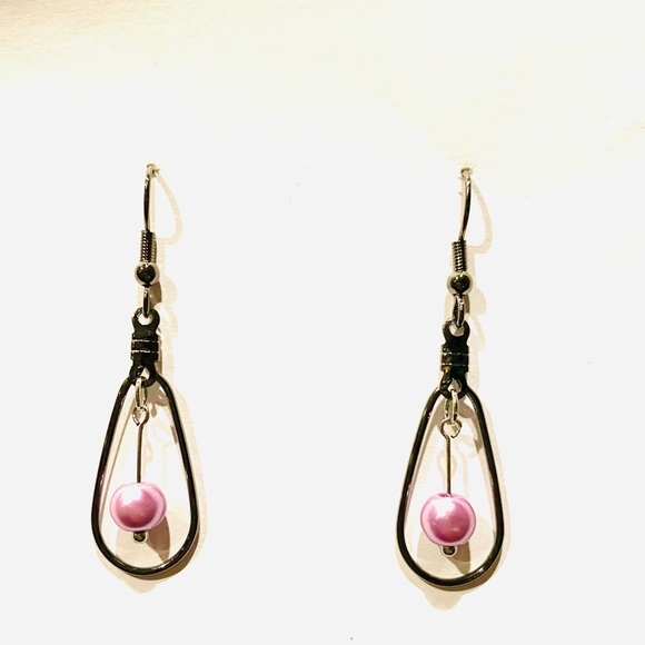 Light Purple Beaded Teardrop Earrings - Picture 3 of 5
